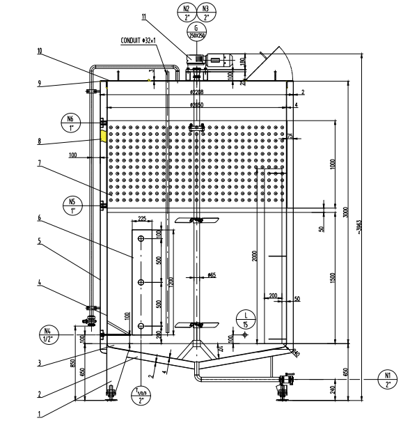 drawing of chemical blending tanks