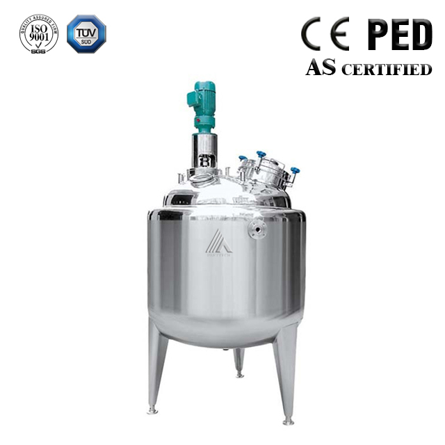 SS304 Chemical Stainless Steel Mixing Vessel With Half Pipe Heating Jacket 