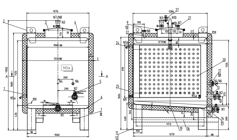 Stainless Steel Forkable Square Tank with Insulation